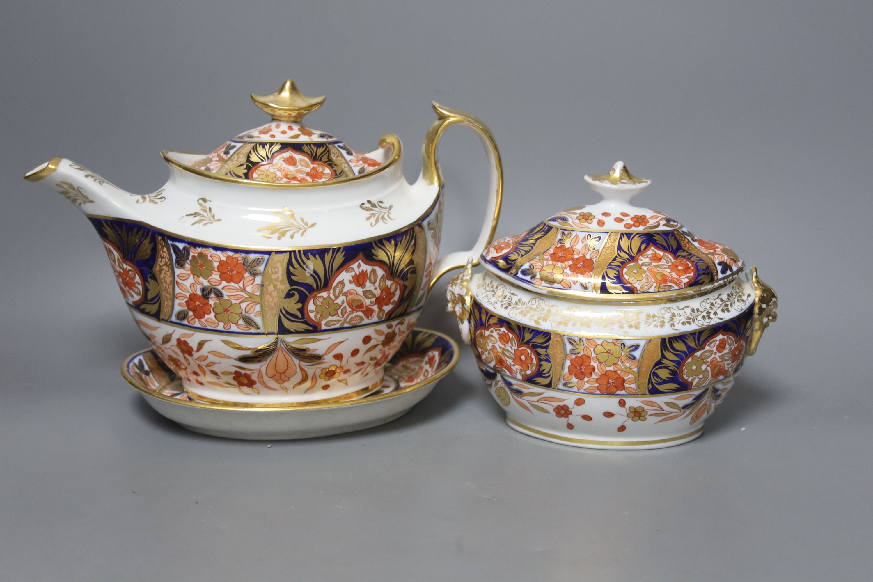 An English porcelain Imari pattern part teaset, c.1810